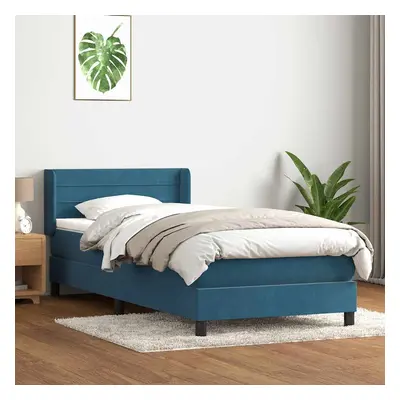 vidaXL Box spring postel s matrací tmavě modrá 90x210 cm samet