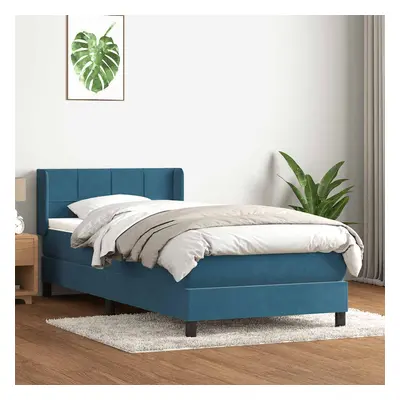 vidaXL Box spring postel s matrací tmavě modrá 80x220 cm samet