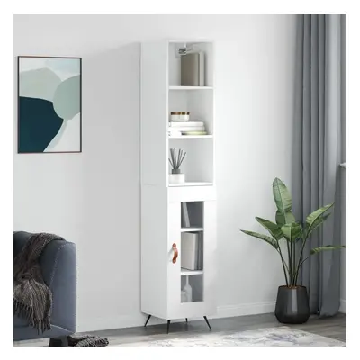 vidaXL Skříň highboard bílá s vysokým leskem 34,5x34x180 cm kompozit