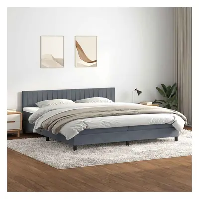 vidaXL Box spring postel s matrací tmavě šedá 200x210 cm samet