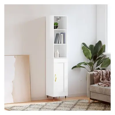 vidaXL Skříň highboard bílá s vysokým leskem 34,5x34x180 cm kompozit