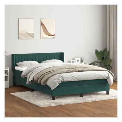 vidaXL Box spring postel s matrací tmavě zelená 160x210 cm samet