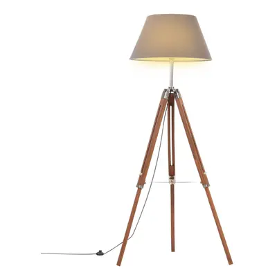 vidaXL Stojací lampa stativ medově hnědá a šedá masivní teak 141 cm