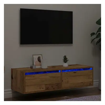 vidaXL TV skříňka s LED osvětlením starého dřeva 100X35,5x25 cm