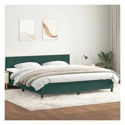 vidaXL Box spring postel s matrací tmavě zelená 200x210 cm samet