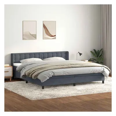 vidaXL Box spring postel s matrací tmavě šedá 200x210 cm samet