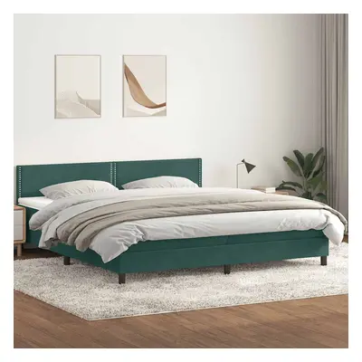 vidaXL Box spring postel s matrací tmavě zelená 180x220 cm samet