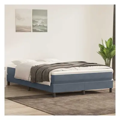 vidaXL Box spring postel s matrací tmavě šedá 140x220 cm samet