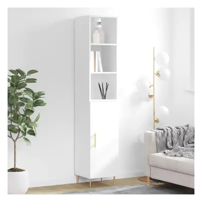 vidaXL Skříň highboard bílá s vysokým leskem 34,5x34x180 cm kompozit