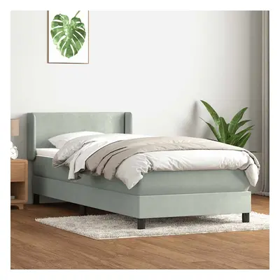 vidaXL Box spring postel s matrací světle šedá 90x210 cm samet