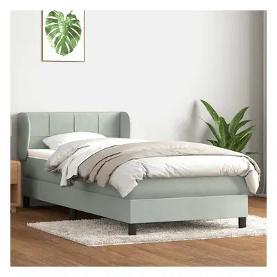 vidaXL Box spring postel s matrací světle šedá 90x210 cm samet