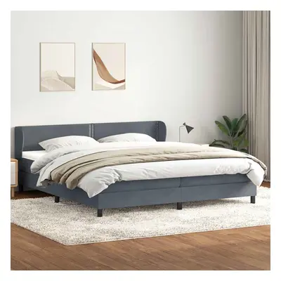 vidaXL Postel Box Spring s matracemi tmavě šedá 180x210 cm samet