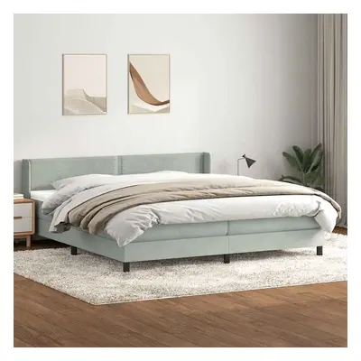 vidaXL Box spring postel s matrací světle šedá 180x210 cm samet