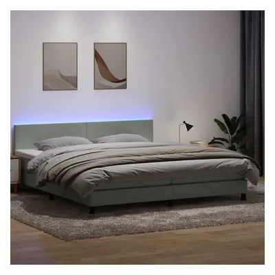 vidaXL Box spring postel s matrací světle šedá 200x210 cm samet