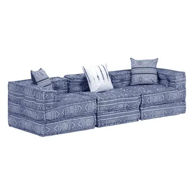 vidaXL 3místný modulární pouf indigo textil