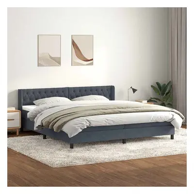 vidaXL Box spring postel s matrací tmavě šedá 200x220 cm samet