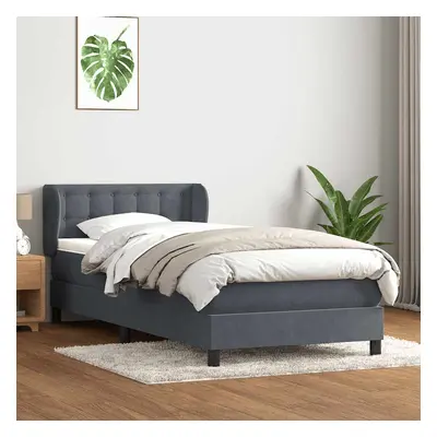 vidaXL Box spring postel s matrací tmavě šedá 100x210 cm samet