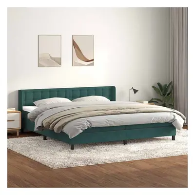 vidaXL Box spring postel s matrací tmavě zelená 200x210 cm samet