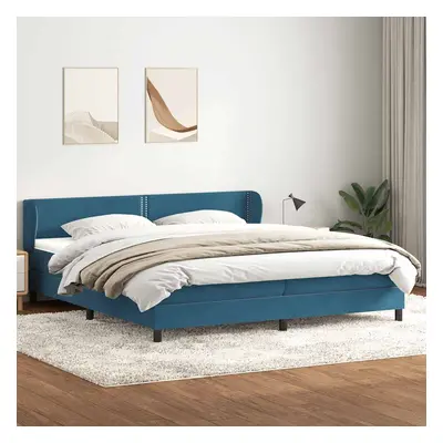 vidaXL Postel Box Spring s matracemi tmavě modrá 180x220 cm samet