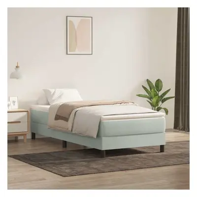 vidaXL Box spring postel s matrací světle šedá 80x220 cm samet