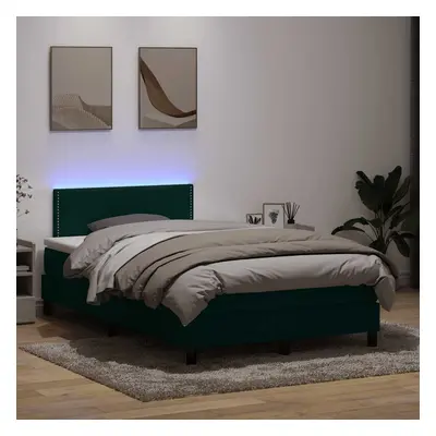 vidaXL Box spring postel s matrací tmavě zelená 120x210 cm samet