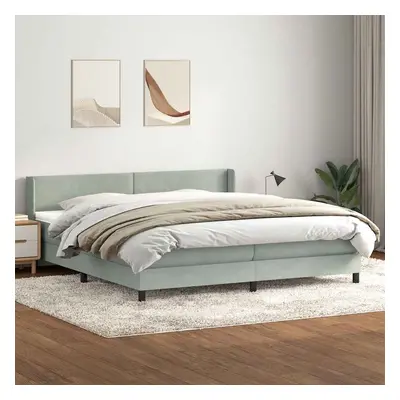 vidaXL Box spring postel s matrací světle šedá 180x220 cm samet