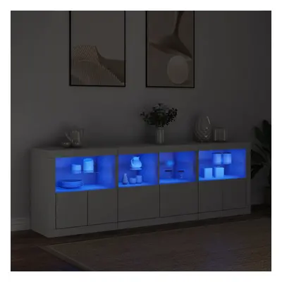 vidaXL Příborník s LED osvětlením bílý 202 x 37 x 67 cm