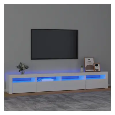 vidaXL TV skříňka s LED osvětlením bílá vysoký lesk 240x35x40 cm