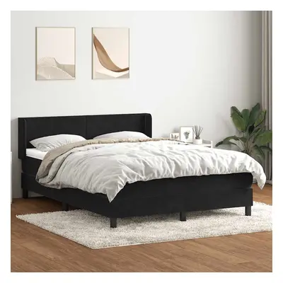 vidaXL Box spring postel s matrací černá 140x210 cm samet