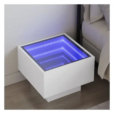 vidaXL Noční stolek s Infinity LED bílý 40 x 40 x 30 cm