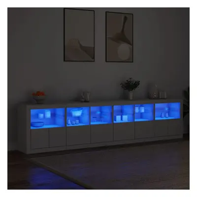 vidaXL Příborník s LED osvětlením bílý 283 x 37 x 67 cm