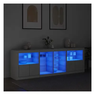 vidaXL Příborník s LED osvětlením bílý 202 x 37 x 67 cm