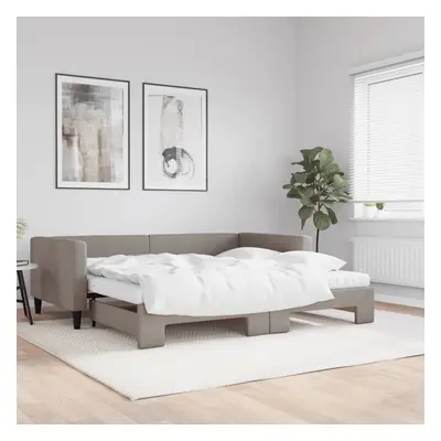 vidaXL Válenda s přistýlkou a matracemi taupe 100 x 200 cm textil