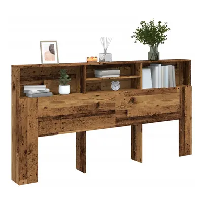 vidaXL Čelo postele s úložným prostorem old wood 200 x 19 x 103,5 cm