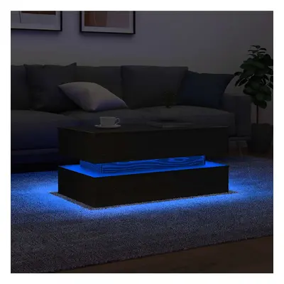 Konferenční stolek vidaXL s LED světly Dub černý 90x50x40 cm