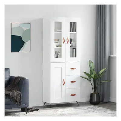 vidaXL Skříň highboard lesklá bílá 69,5 x 34 x 180 cm kompozitní dřevo