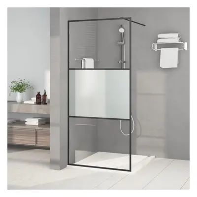 vidaXL Sprchová zástěna walk-in černá 90x195 cm napůl mléčné ESG sklo