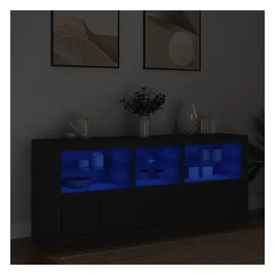 vidaXL Příborník s LED osvětlením černý 162 x 37 x 67 cm