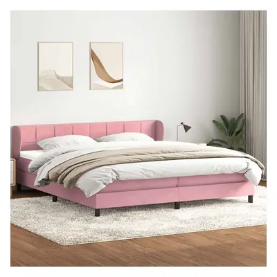 vidaXL Postel Box Spring s matracemi černá 180x220 cm Růžový