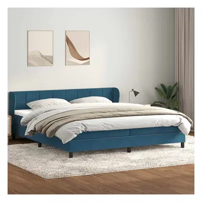 vidaXL Postel Box Spring s matracemi tmavě modrá 180x220 cm samet