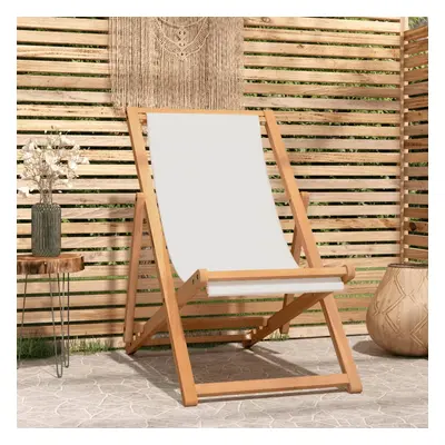 vidaXL Kempingová židle teak 56 x 105 x 96 cm krémová