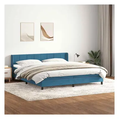 vidaXL Box spring postel s matrací tmavě modrá 180x220 cm samet