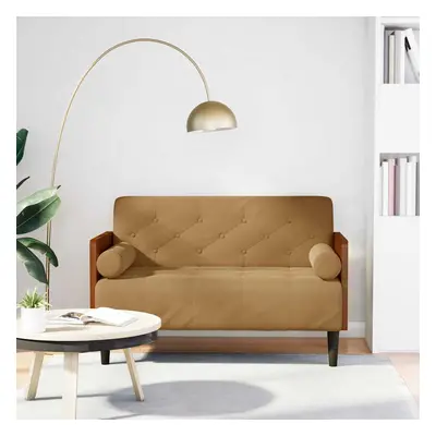 vidaXL Pohovka Loveseat s podhlavníkem, hnědá, 110 cm, samet