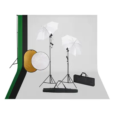 vidaXL Foto studio set s lampami, pozadím a odraznou deskou