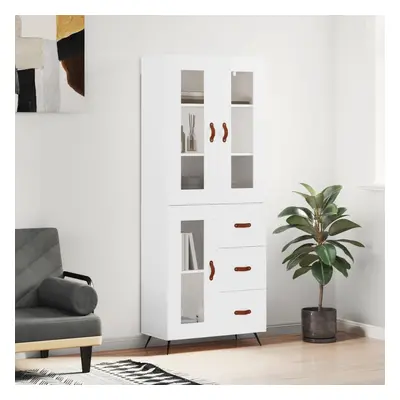 vidaXL Skříň highboard lesklá bílá 69,5 x 34 x 180 cm kompozitní dřevo