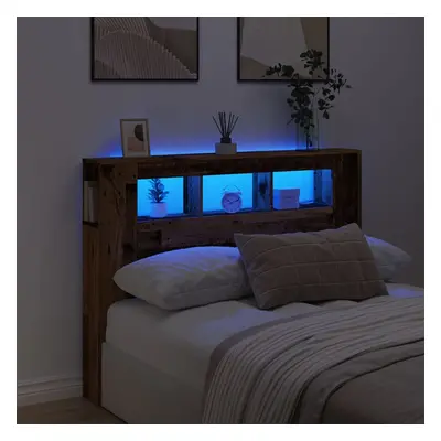 vidaXL Čelo postele s LED old wood 140x18,5x103,5 cm kompozitní dřevo