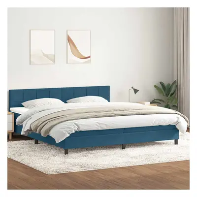 vidaXL Box spring postel s matrací tmavě modrá 180x210 cm samet