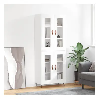 vidaXL Skříň highboard lesklá bílá 69,5 x 34 x 180 cm kompozitní dřevo