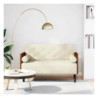 vidaXL Pohovka Loveseat s podhlavníkem, krémová, 110 cm, samet