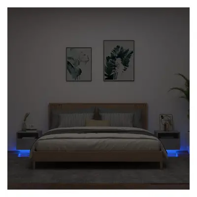 vidaXL Noční stolky s LED osvětlením 2 ks betonově šedé 40x39x37 cm